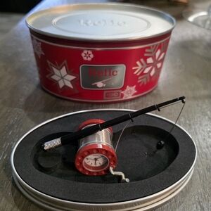 Relic Red and Black Miniature Fishing Rod Clock